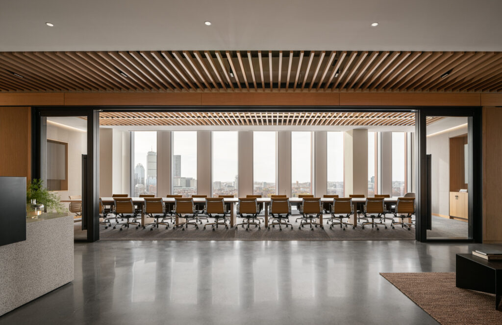 This 25,000-square-foot office for Biomed Realty rethinks workplace design through a more human, residential lens. Located in Kendall Square, the project balances the precision of a high-performance workplace with the comfort and fluidity of domestic space.