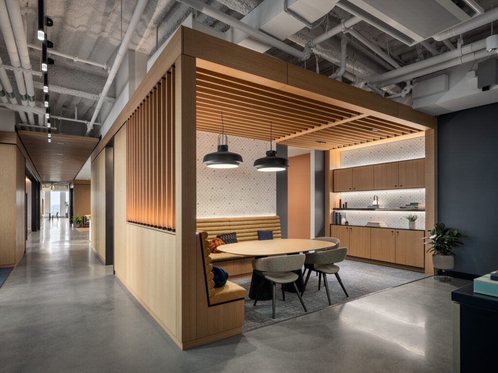 This 25,000-square-foot office for Biomed Realty rethinks workplace design through a more human, residential lens. Located in Kendall Square, the project balances the precision of a high-performance workplace with the comfort and fluidity of domestic space.