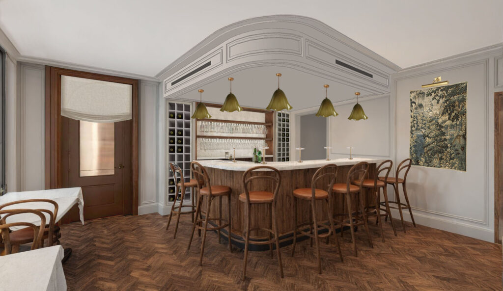 Restaurant interior detail lighting and finishes Italian design
